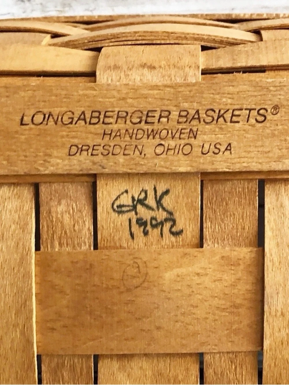 Vintage 1992 Longaberger Handwoven Wooden Bread Cracker Basket 14.5” Rectangle